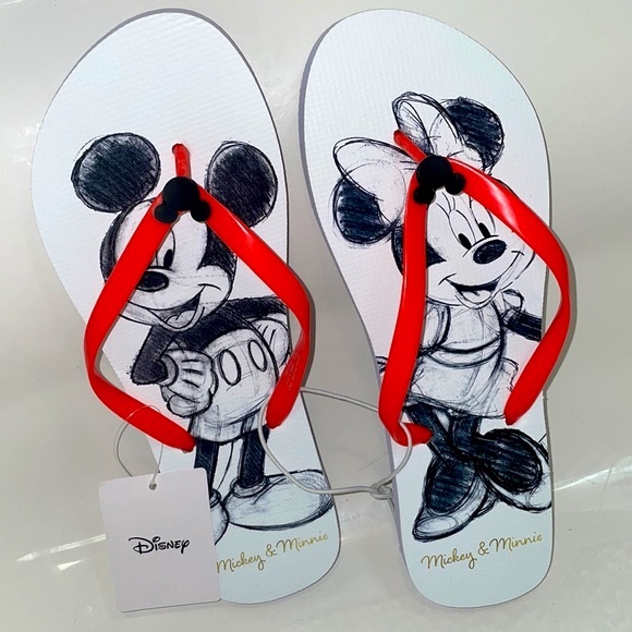 🆕 Disney Ltd Edtn Womens L (9/10) Mickey & Minnie Animators Sketch Icon Sandals - Picture 2 of 6